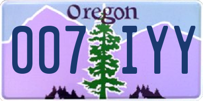 OR license plate 007IYY
