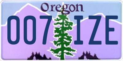 OR license plate 007IZE