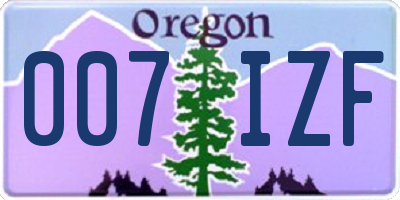 OR license plate 007IZF