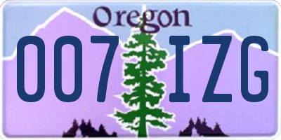 OR license plate 007IZG