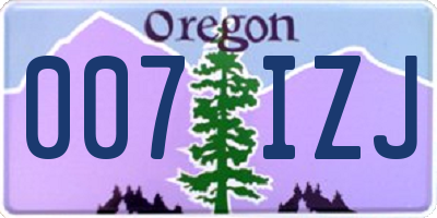 OR license plate 007IZJ