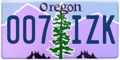 OR license plate 007IZK
