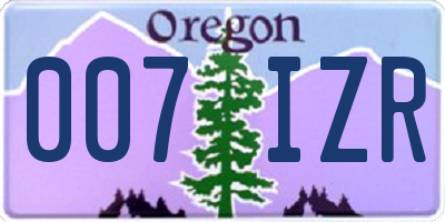 OR license plate 007IZR