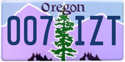 OR license plate 007IZT