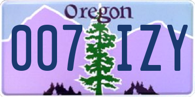 OR license plate 007IZY