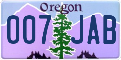 OR license plate 007JAB