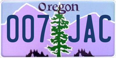 OR license plate 007JAC