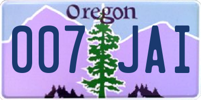 OR license plate 007JAI