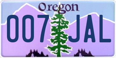 OR license plate 007JAL