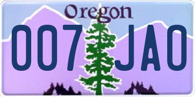 OR license plate 007JAO