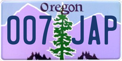 OR license plate 007JAP