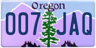 OR license plate 007JAQ