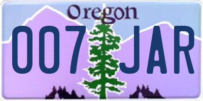 OR license plate 007JAR