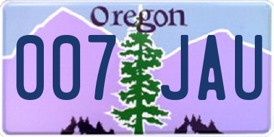 OR license plate 007JAU