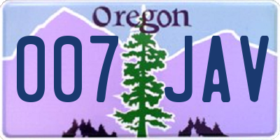 OR license plate 007JAV