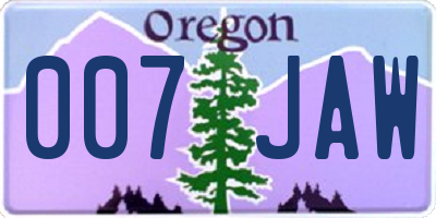 OR license plate 007JAW