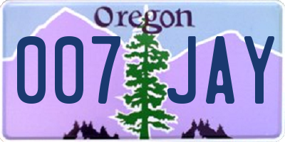 OR license plate 007JAY