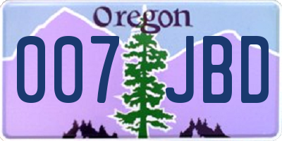 OR license plate 007JBD