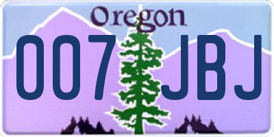 OR license plate 007JBJ