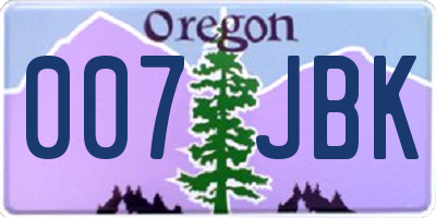 OR license plate 007JBK