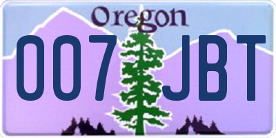 OR license plate 007JBT