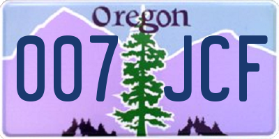 OR license plate 007JCF