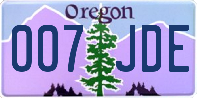 OR license plate 007JDE