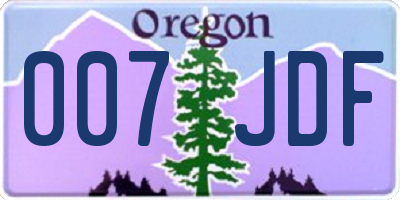 OR license plate 007JDF