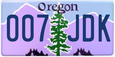 OR license plate 007JDK