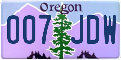 OR license plate 007JDW