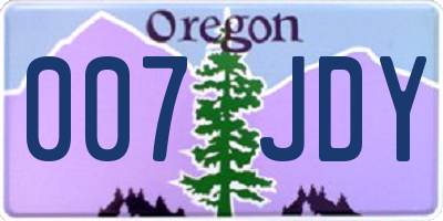 OR license plate 007JDY