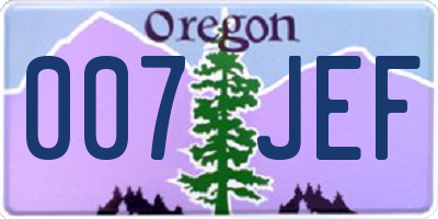 OR license plate 007JEF