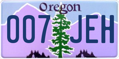 OR license plate 007JEH