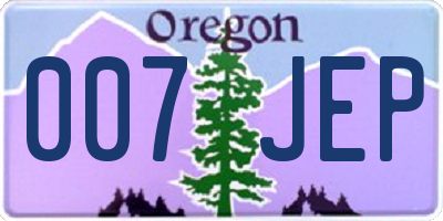 OR license plate 007JEP