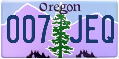 OR license plate 007JEQ