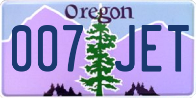 OR license plate 007JET