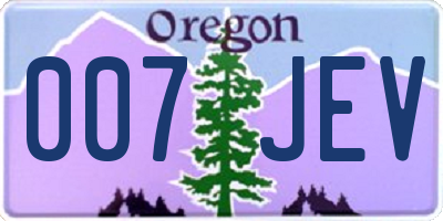 OR license plate 007JEV