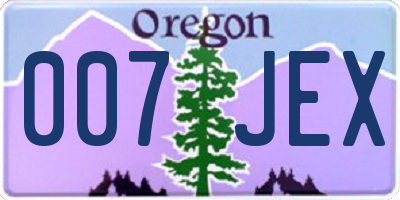 OR license plate 007JEX