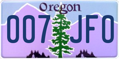 OR license plate 007JFO