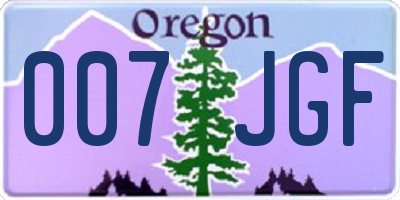 OR license plate 007JGF