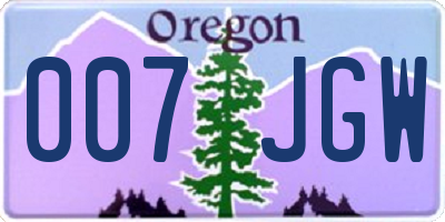 OR license plate 007JGW