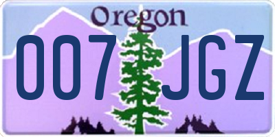 OR license plate 007JGZ