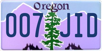 OR license plate 007JID