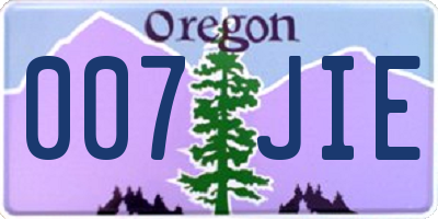 OR license plate 007JIE
