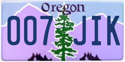 OR license plate 007JIK