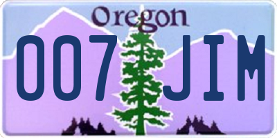 OR license plate 007JIM