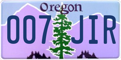 OR license plate 007JIR