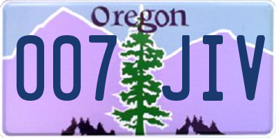 OR license plate 007JIV