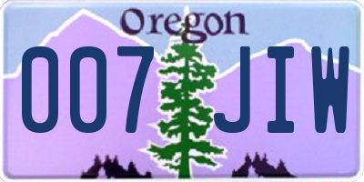 OR license plate 007JIW