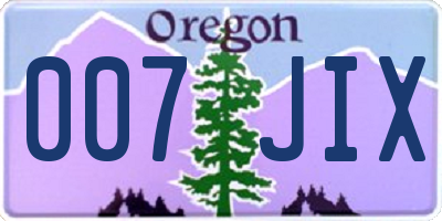 OR license plate 007JIX